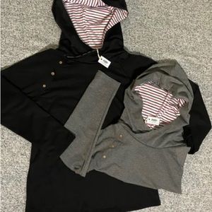 BOUTIQUE L/S Hooded Pullover with Button Detail (gray) NEW!
